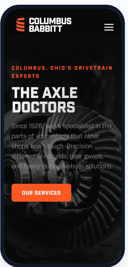 Babbitt Bearing Co Redesign (Mobile)